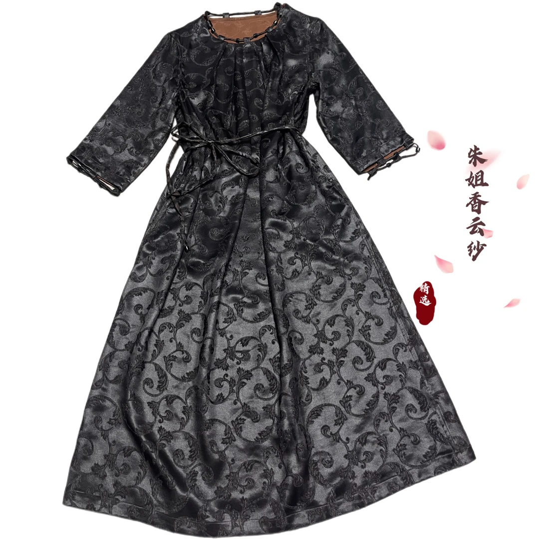 【百凤朝凰】45姆米冠乐绉油皮料夏季宽松舒适百搭连衣裙