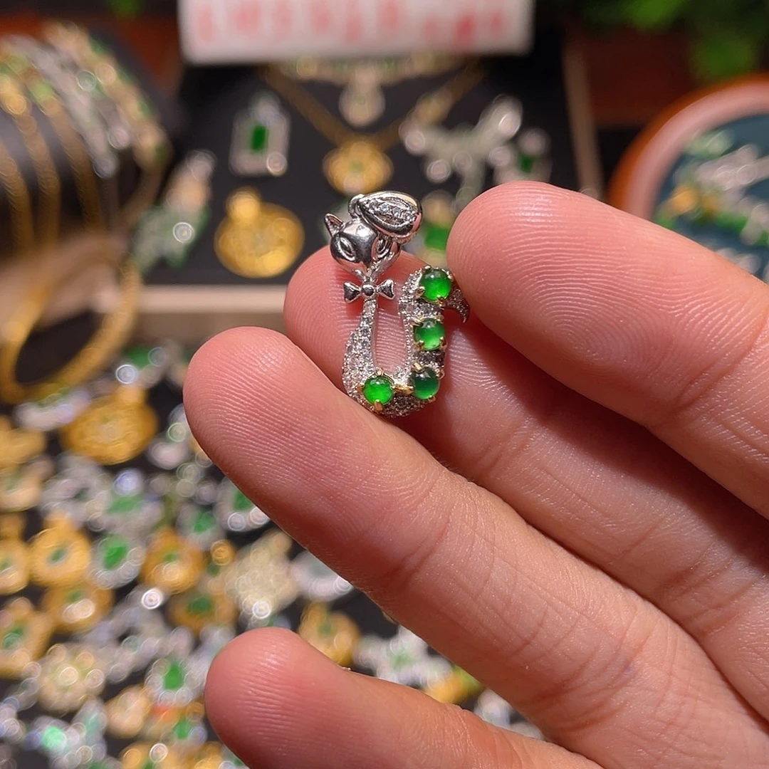 翡翠银S925镶嵌颈饰