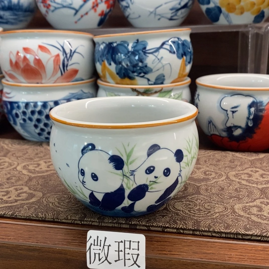 釉下手绘茶具微瑕