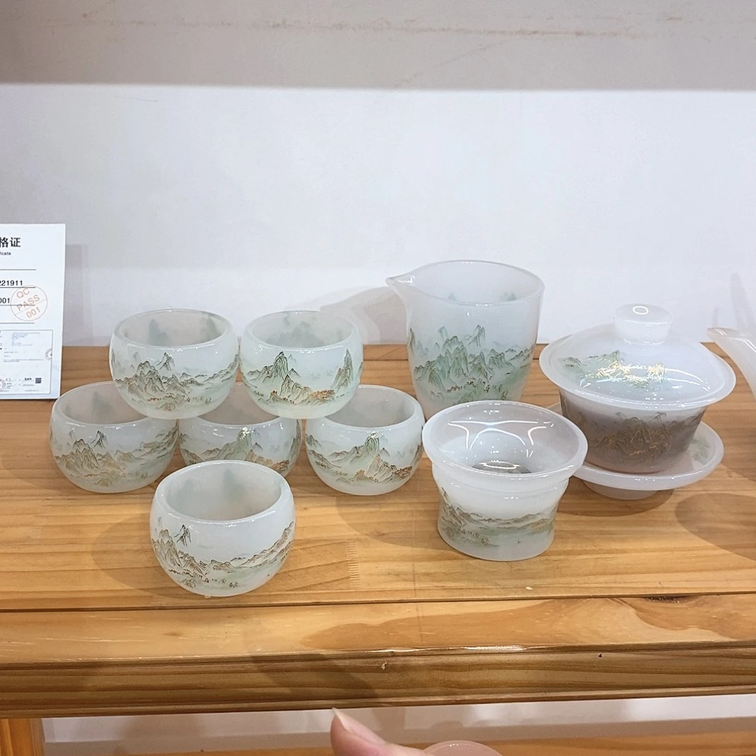 手工艺品琉璃千里江山套装 不带礼盒