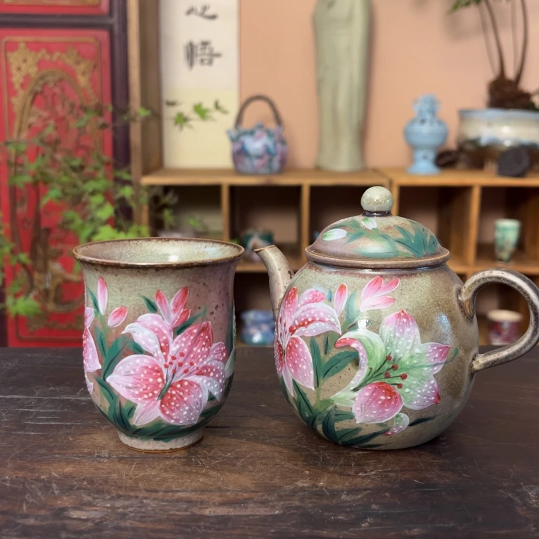 杯柴烧纯手工手绘陶瓷