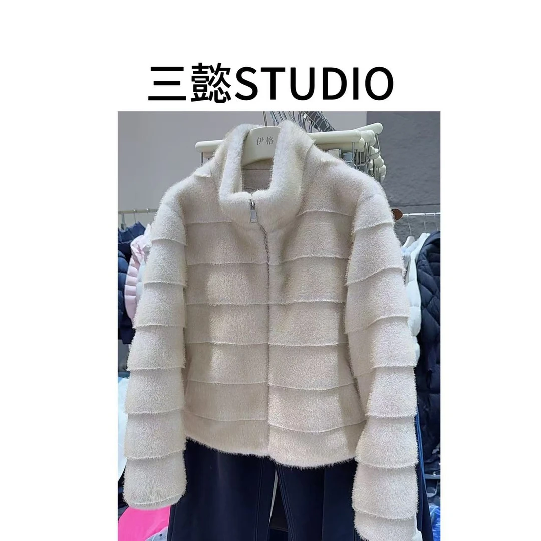 【三懿服饰】冬季设计师新款复古感毛毛外套短款厚款外套-0612