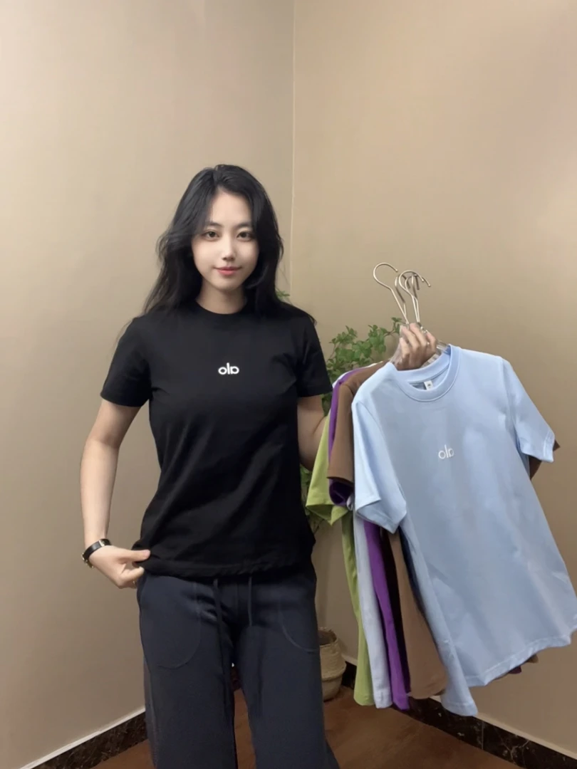 极简短袖T恤正肩多色女薄棉25年新款圆领透气显瘦打底衫健身5057
