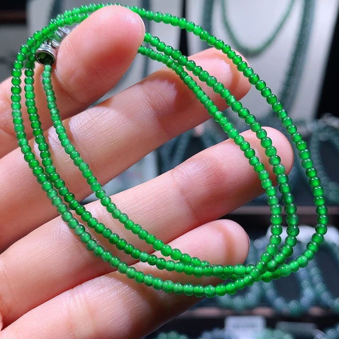 未镶嵌手链翡翠天然a货翡翠项链2mm