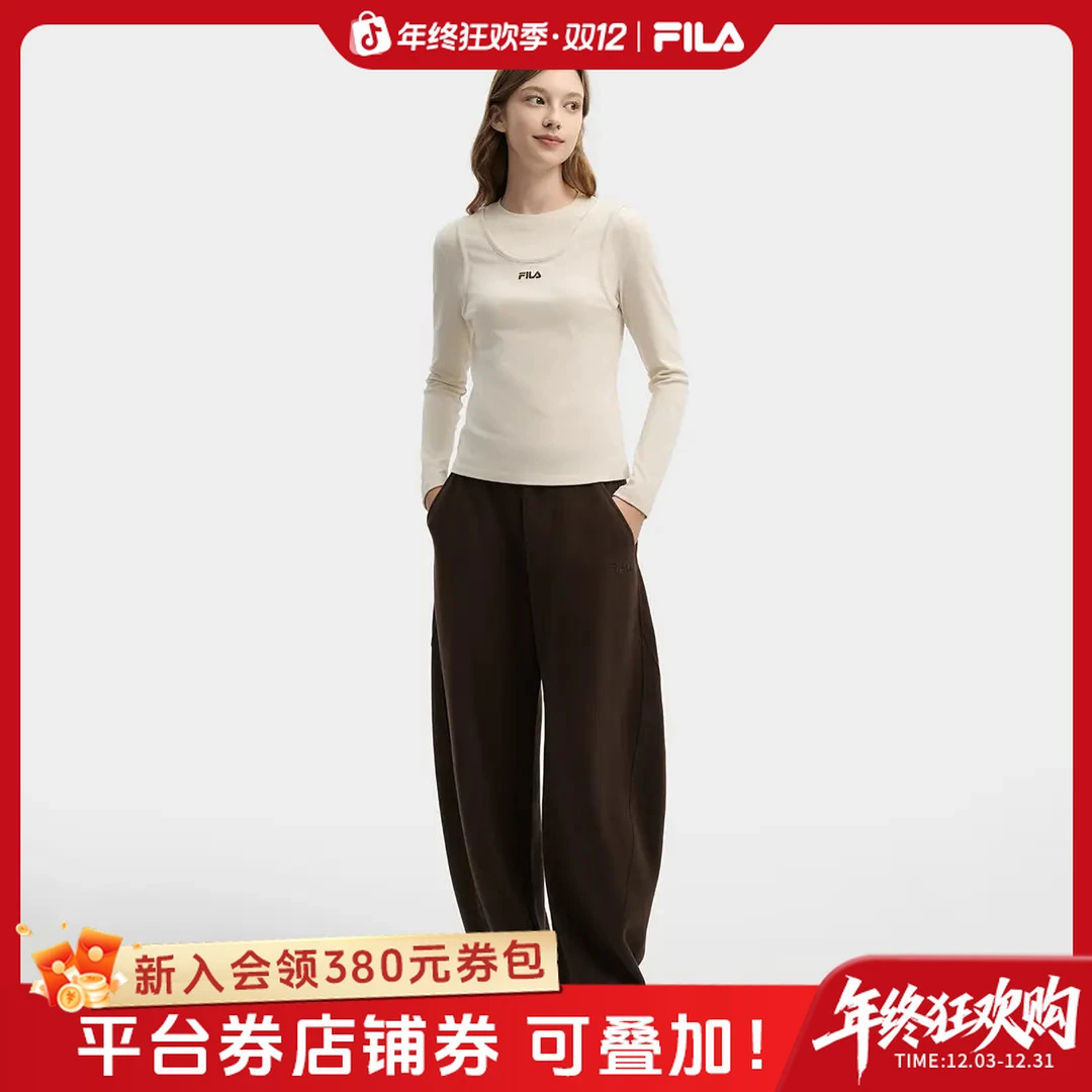 FILA 25年新款秋冬女士经典时尚休闲生活修身长袖T裇F11W619214F
