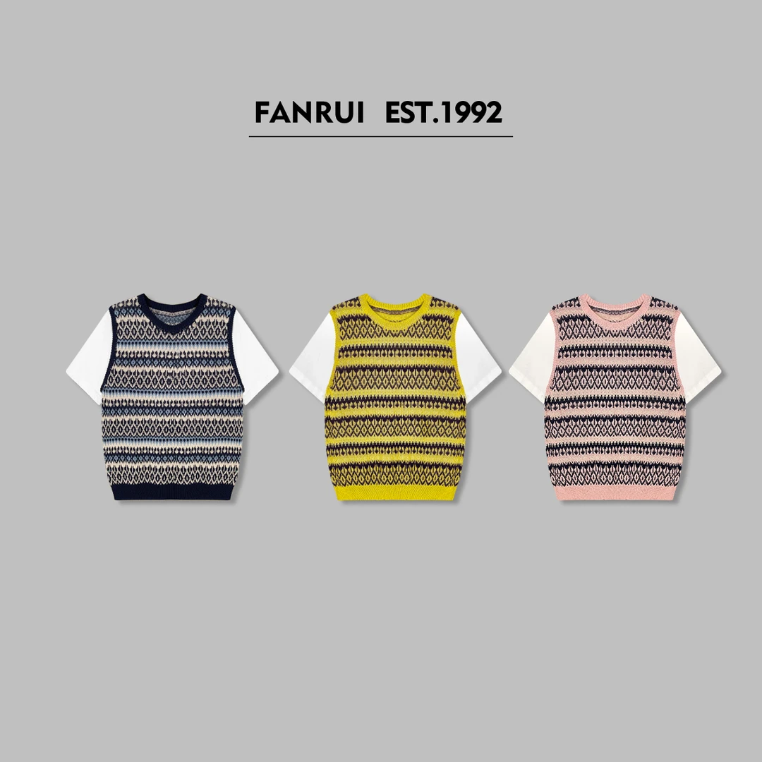 FANRUI/泛芮「桃运满满」洋气女士复古设计感假两件短袖T恤LP15996