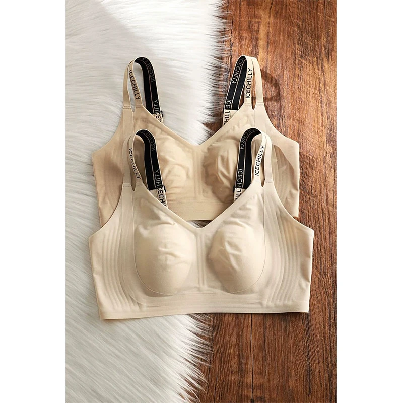 兔耳朵超薄透气无感圈冰丝内衣女大胸显小舒适无痕美背排扣式