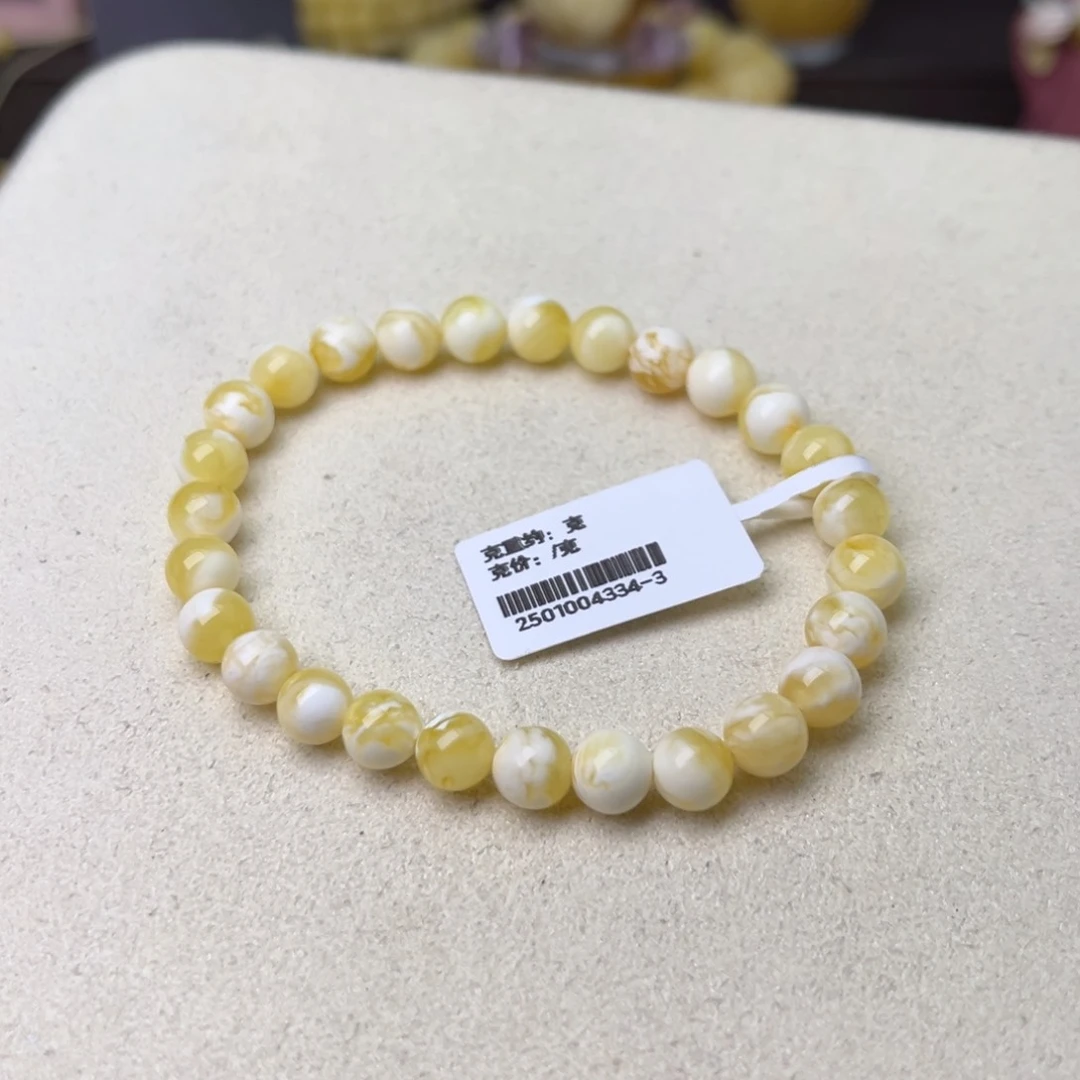 手链蜜蜡未镶嵌6大加圆珠瓷漆白花蜡