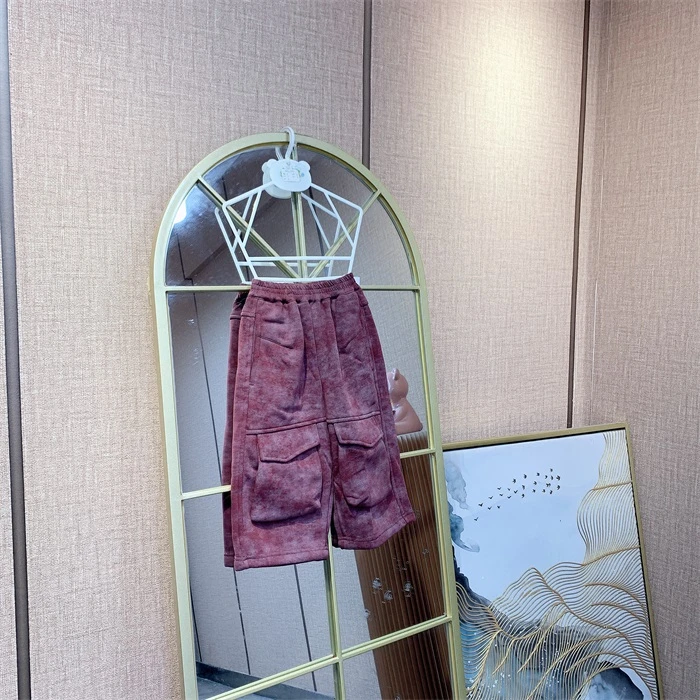 AG301  扎染  宝宝酒红色加绒厚裤子