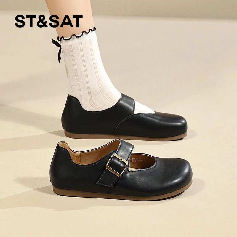 星期六2025春季新款玛丽珍皮鞋女单鞋小白鞋复古学院风浅口小皮鞋
