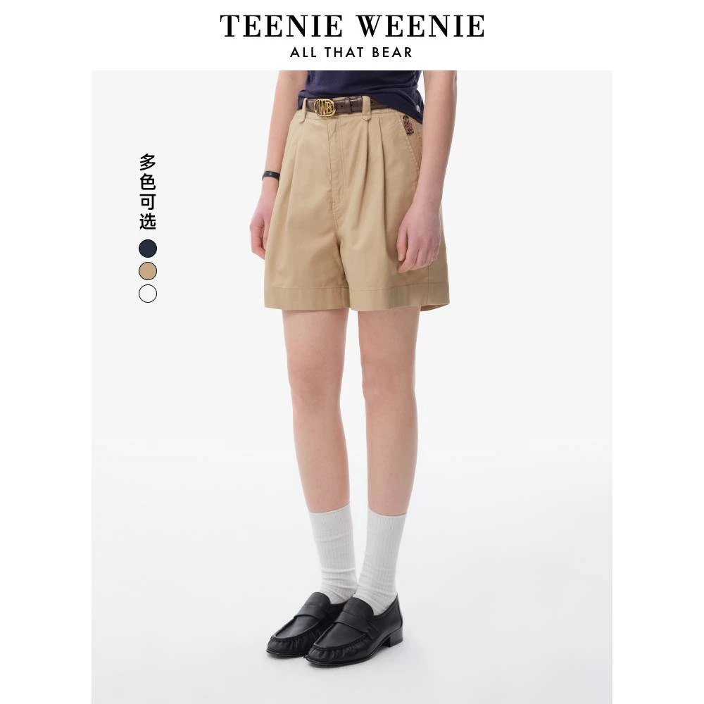 #TeenieWeenie小熊短裤25简约慵懒老钱风廓形休闲裤女TTTH256305N