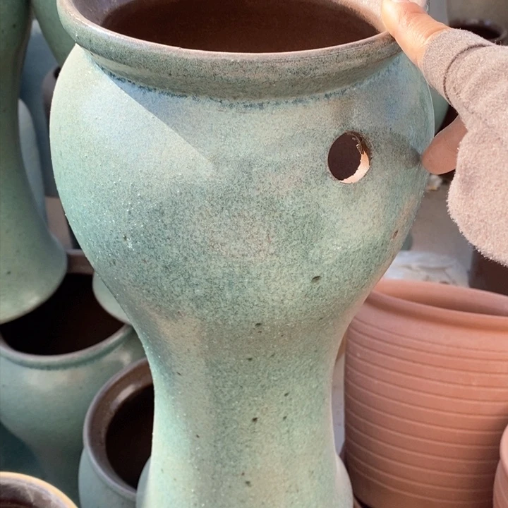 紫砂花盆无孔水培瑕……