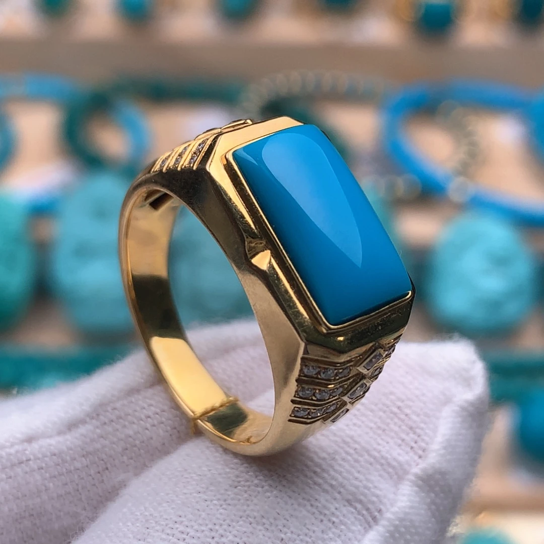 绿松石18K金镶嵌珠宝奇石