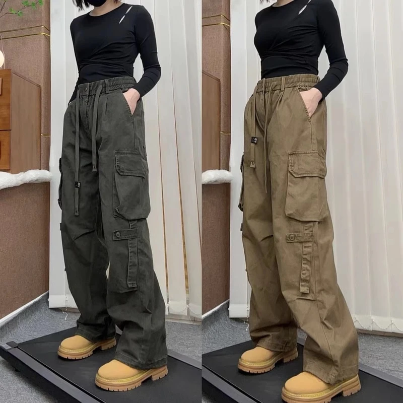 春秋宽松直筒工装裤男士品质潮流阔腿裤美式复古直筒休闲棉质长裤