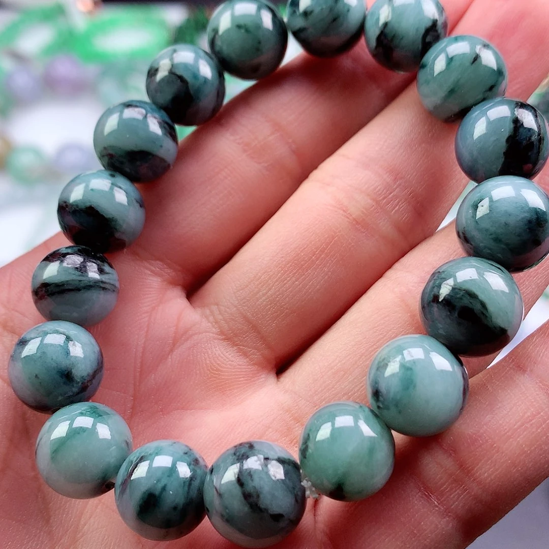 未镶嵌手链翡翠蓝乌鸡手串12.5