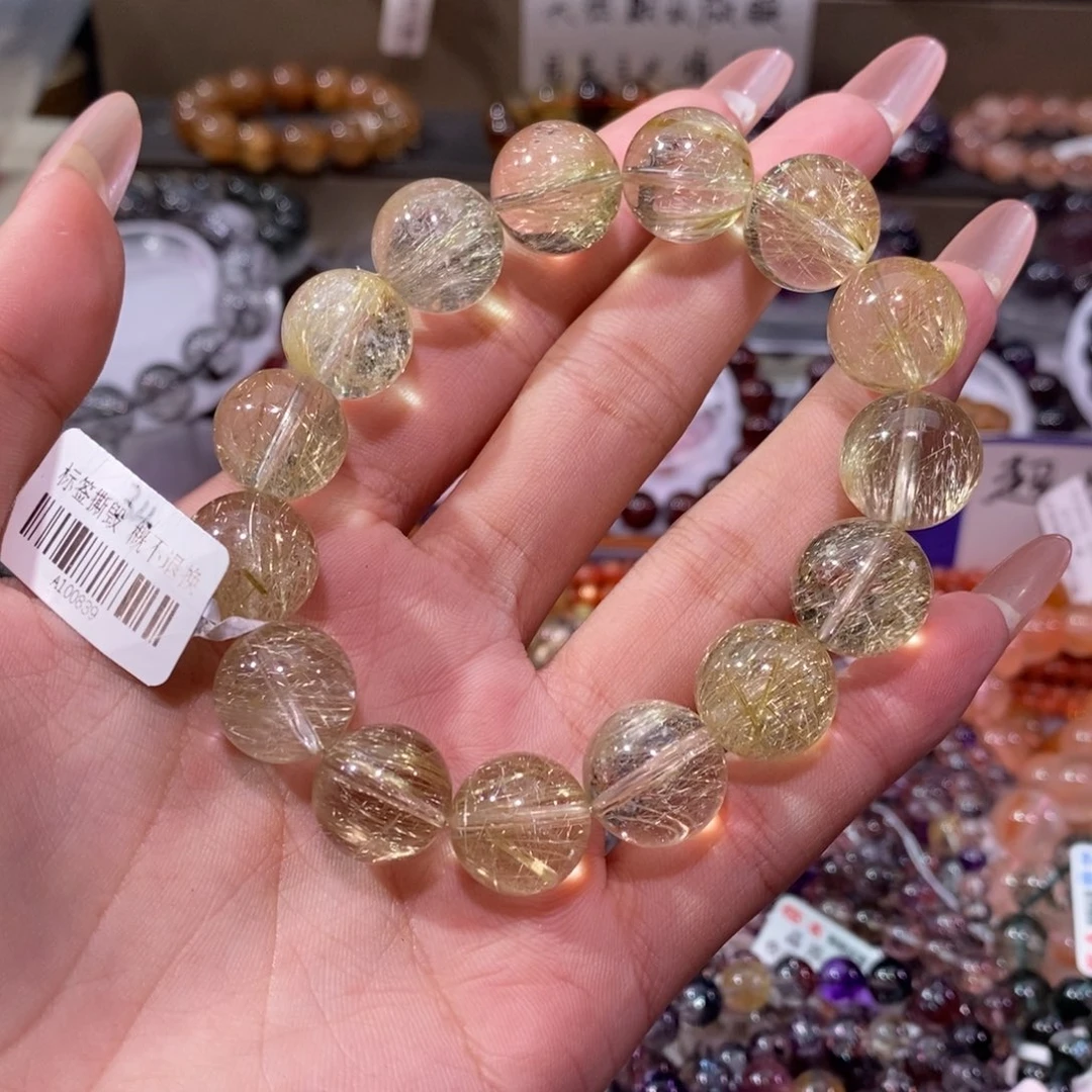 水晶手串未镶嵌Y**a金发晶14+