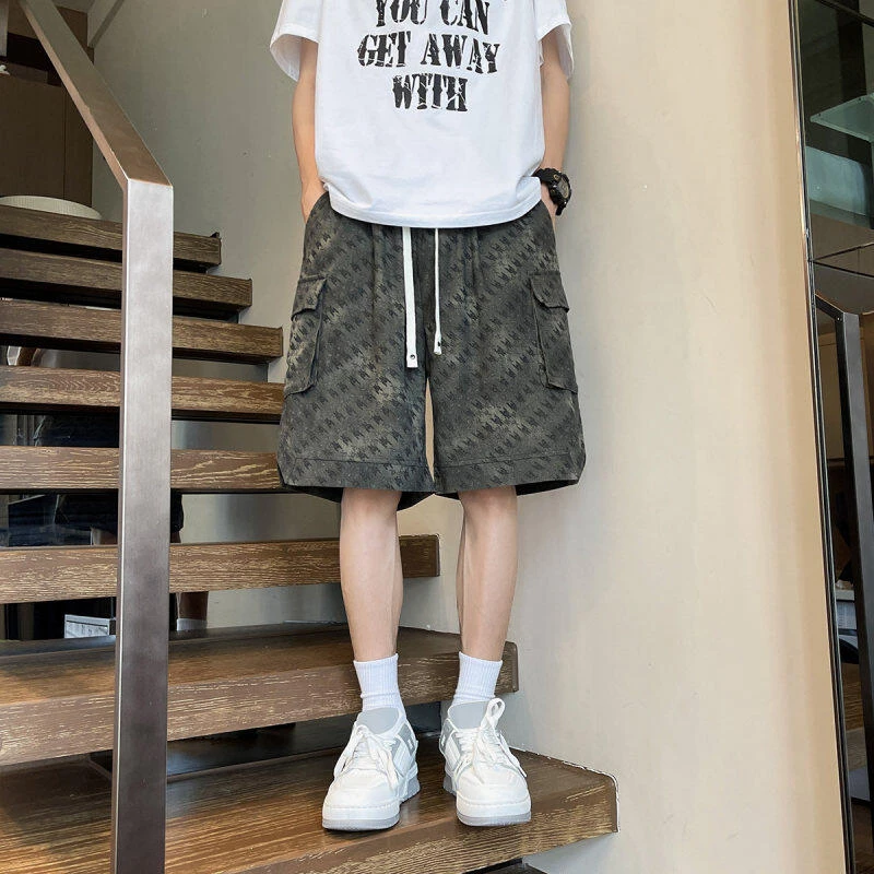 夏季新款美式工装短裤男夏潮牌宽松直筒运动五分沙滩休闲裤子