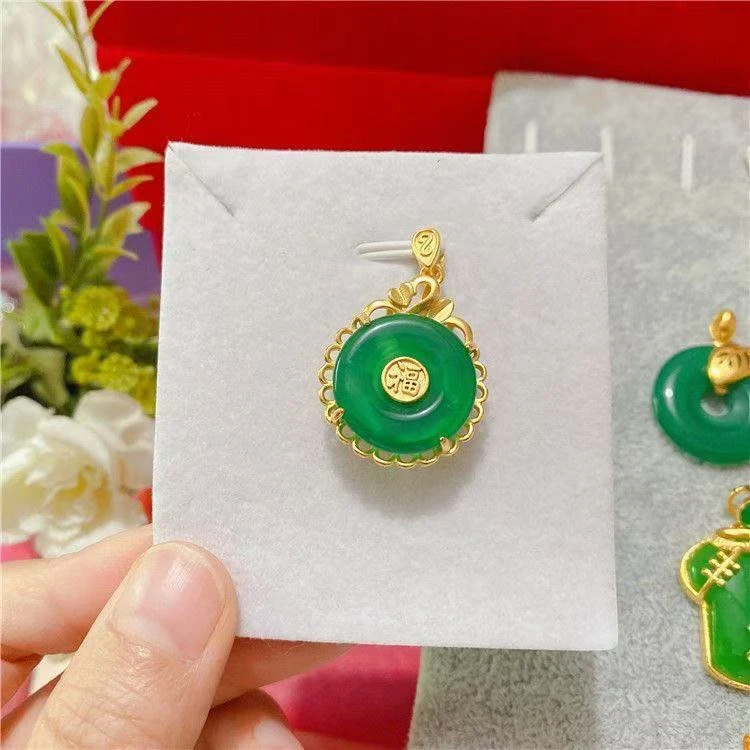 ｛高端甄选} 绿色大平安扣吊坠