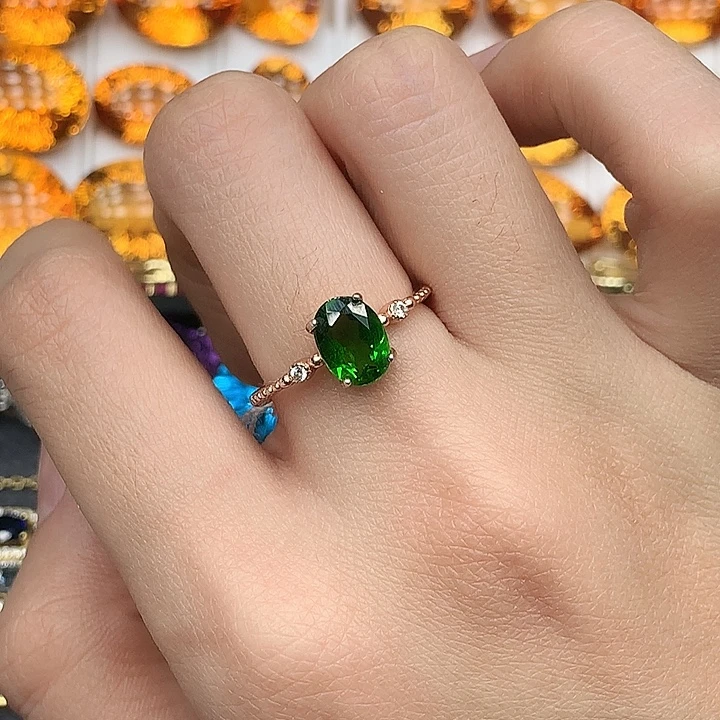 戒指银S925镶嵌透辉石