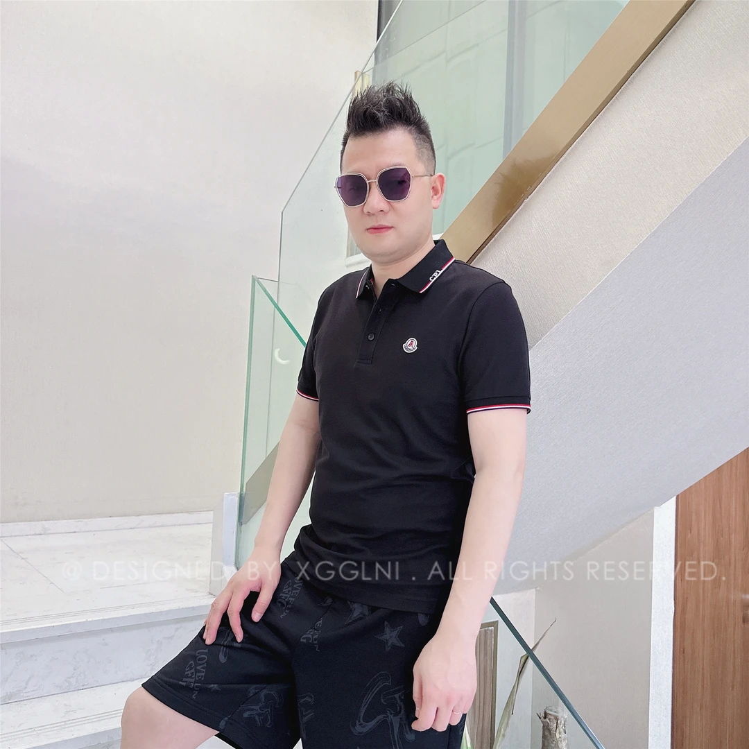 夏季款CPL领口袖口红白黑男士品质高端轻奢洋气上档次短袖POLO衫