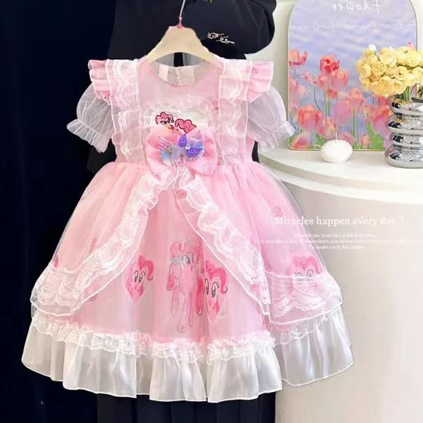 洛丽塔女童夏季连衣裙2025新款洋气礼服小公主动漫小马宝莉蓬蓬裙