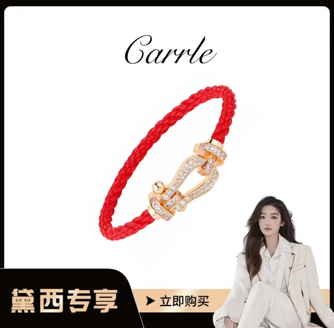 合金手链 【戴西专属】红绳马蹄满钻时尚手链