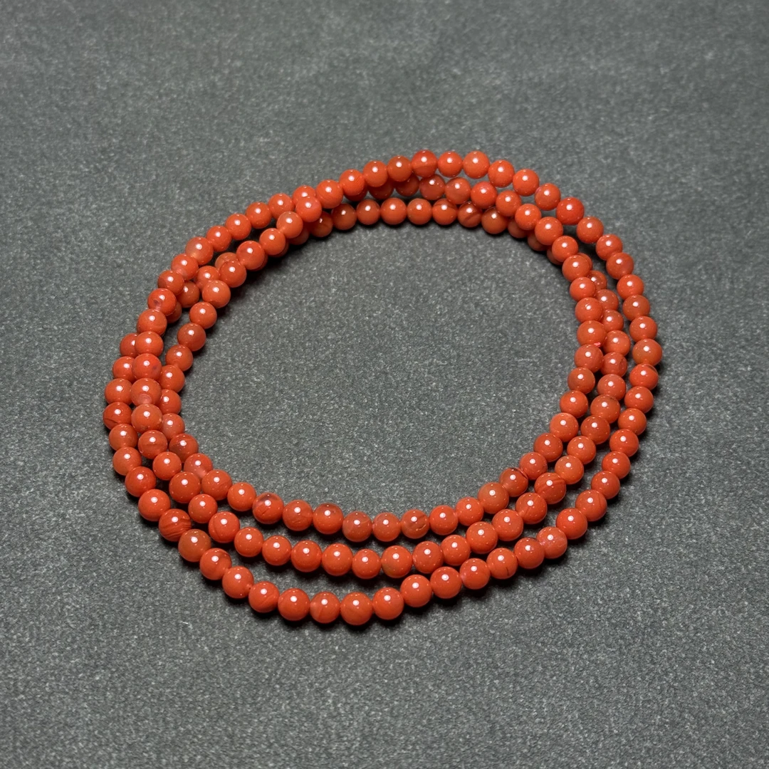 原矿南红柿子红小米珠手串4mm➕-35