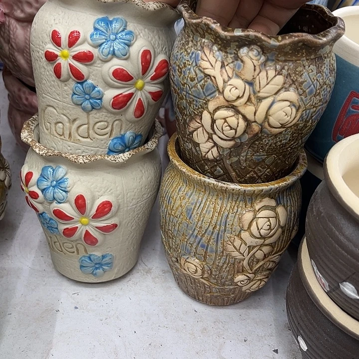 多肉绿植陶瓷花盆9.9包邮，有孔