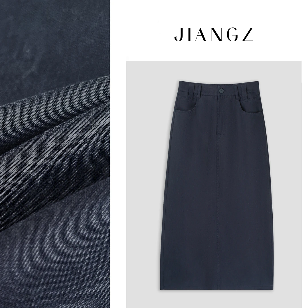 panii【海港漫步】夏季时尚遮胯气质显瘦修身高腰开叉休闲藏青长裙