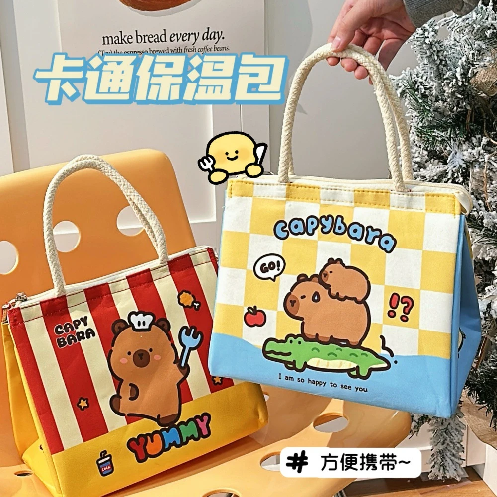 大容量可爱便当包学生上班族外出带饭餐包加厚保温手提袋饭盒袋