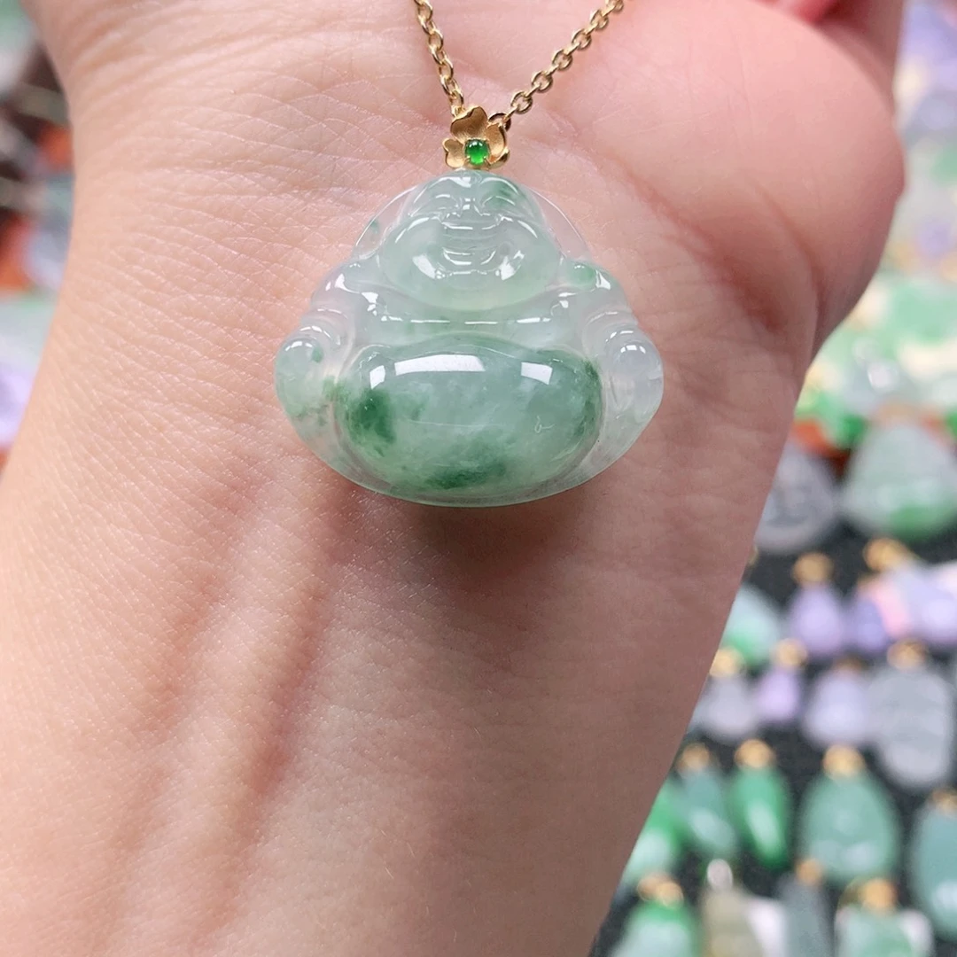 吊坠(不含链)18K金镶嵌翡翠