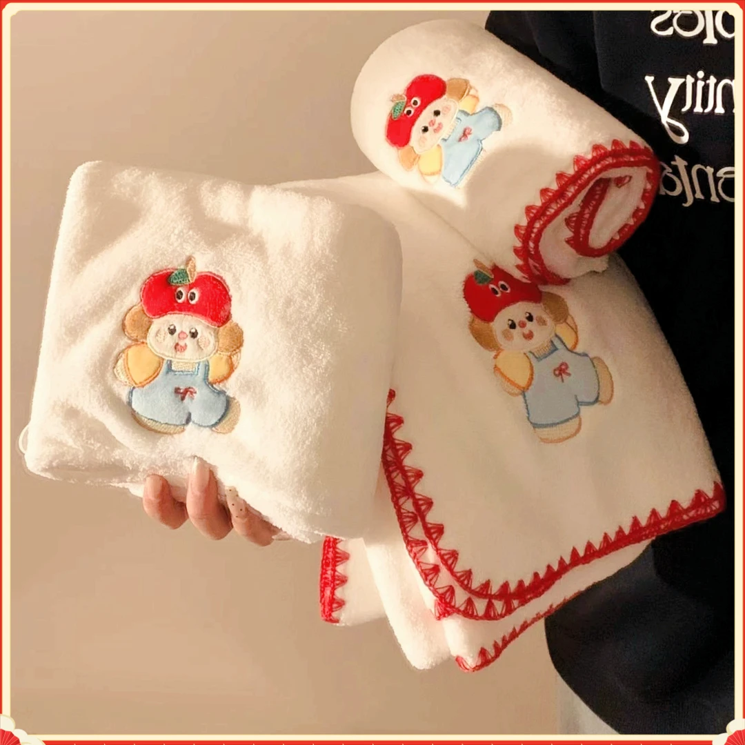 可爱小熊浴巾女超吸水YJ51速干不掉毛珊瑚绒家用高颜值洗澡【盛固】