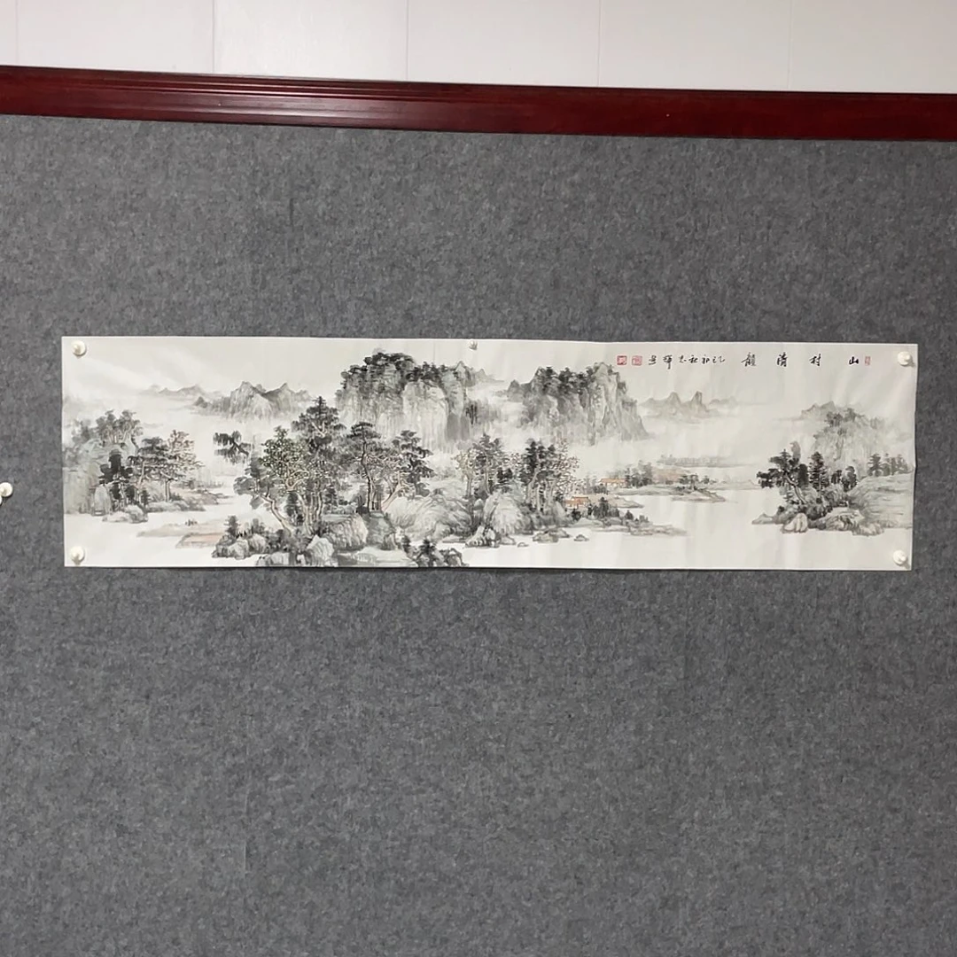 国画六尺对开180.50画芯 带合影
