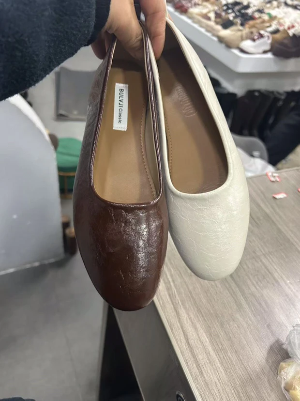 228-8复古圆头浅口软底一脚蹬奶奶鞋新款韩系百搭通勤单鞋女A11