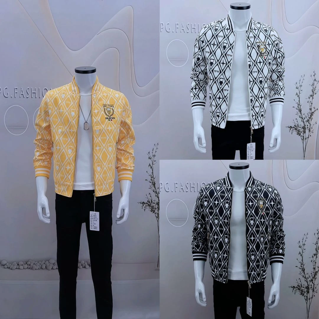 欧洲站休闲韩版潮流加厚刺绣夹克秋冬季新款立领百搭男士时尚外套