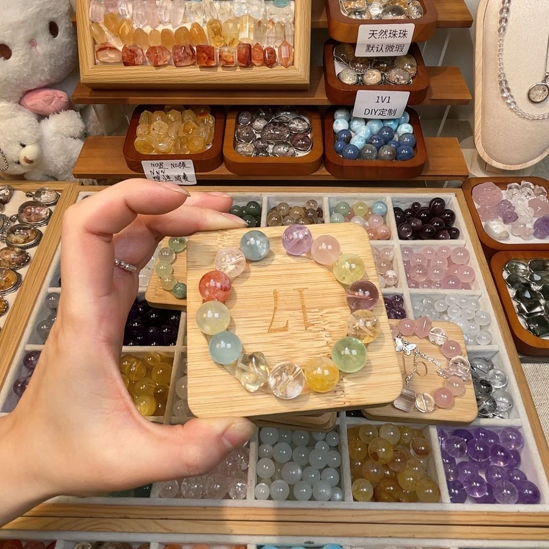 烟晶手链合金小*水晶