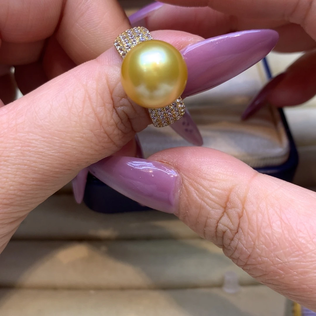 银S925镶嵌戒指海水珍珠