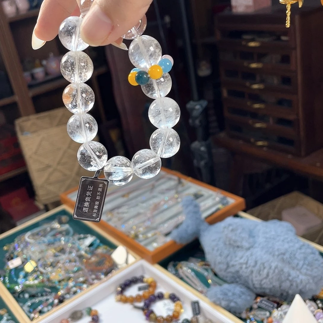 水晶手链银S925镀金镶嵌