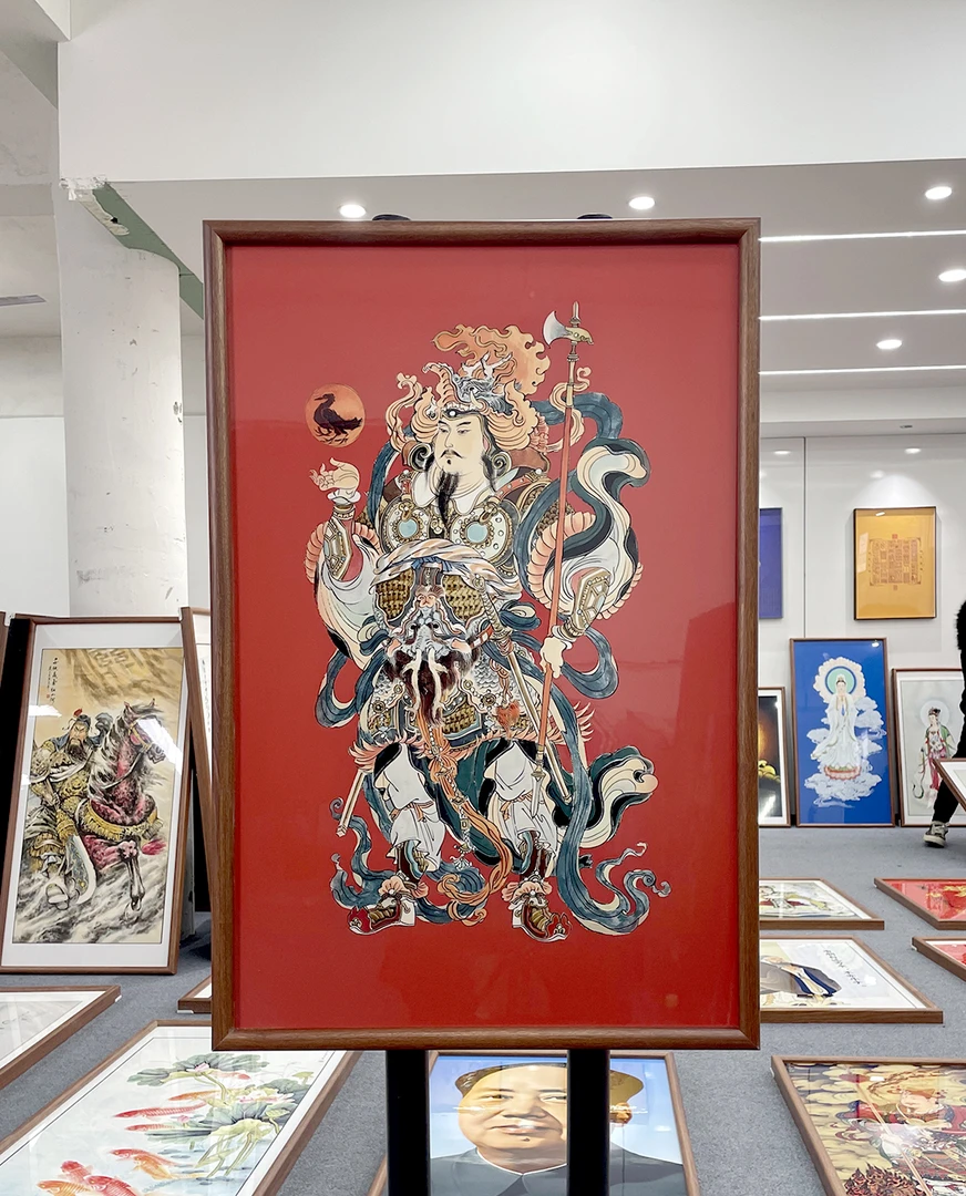 [90门神尉迟恭]60x90cm中国风家居装饰画办公室玄关客厅装饰画