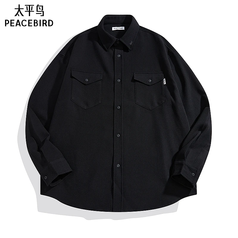 太平鸟男装 肌理提花潮流廓形外穿式衬衫B2CHE3268