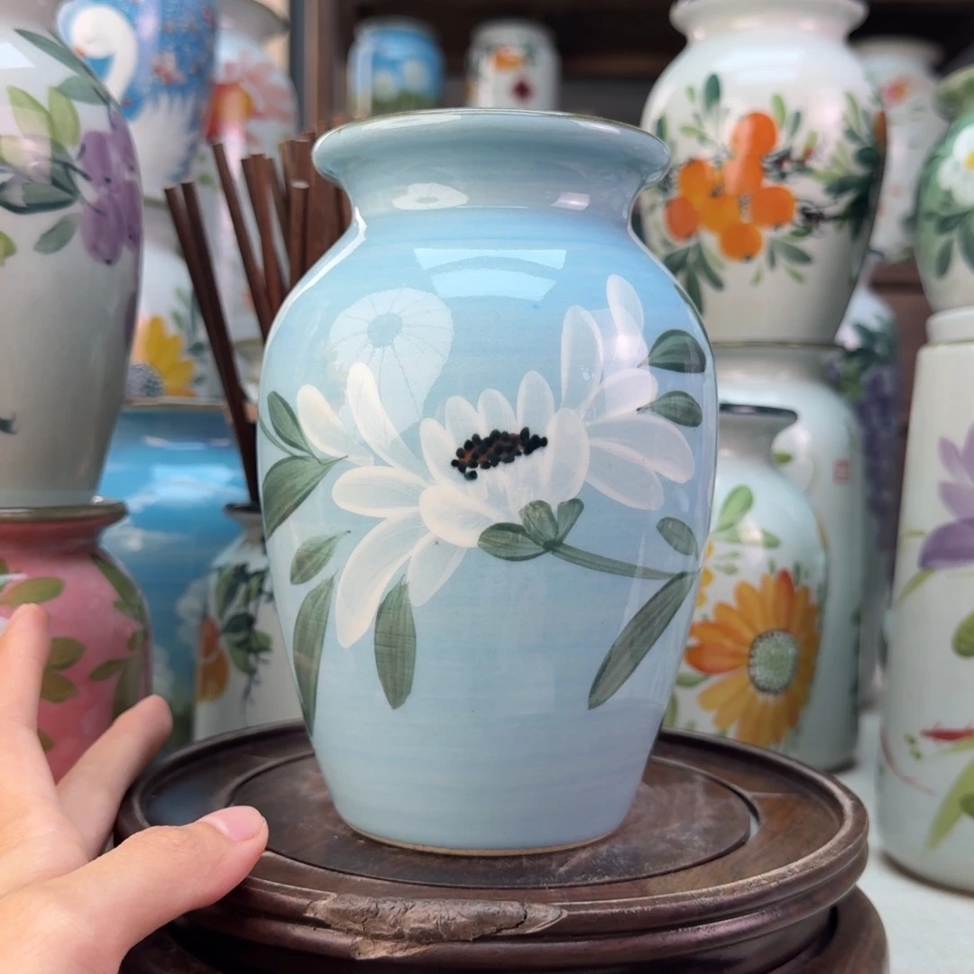 景德镇陶瓷手绘花瓶无孔