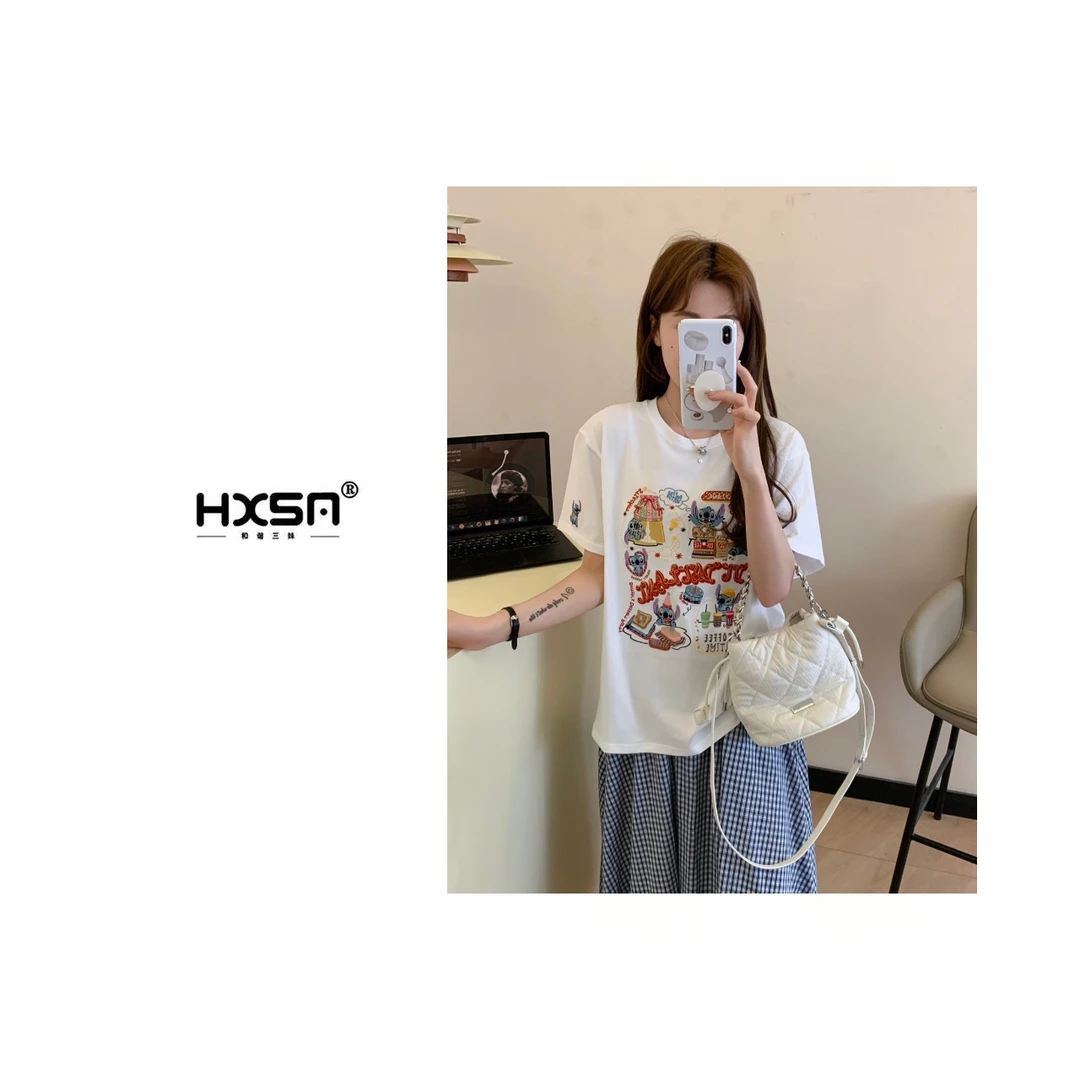 HXSM「史迪仔之家」夏童趣刺绣时尚百搭短袖128