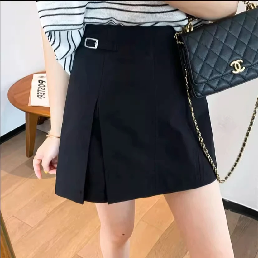 设计感开叉不规则半身裙春夏高腰显瘦百搭休闲裤裙小众a字短裙子