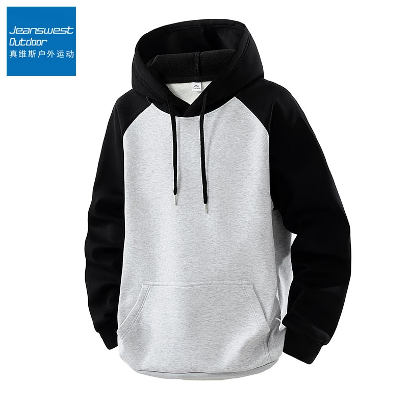 真维斯户外运动秋季新款男士连帽卫衣拼接撞色青少年上衣韩版男装