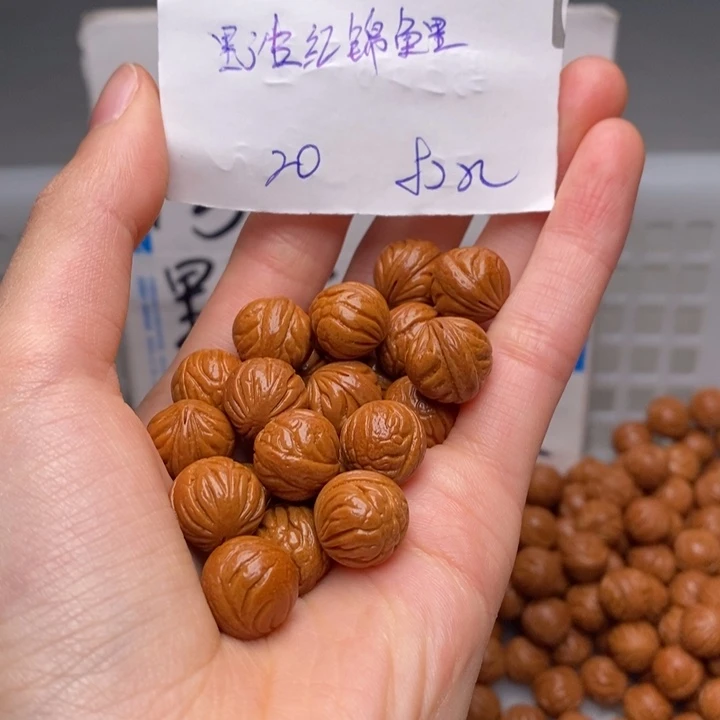 手串桃核13mm左右野生红锦鲤20颗（打孔）