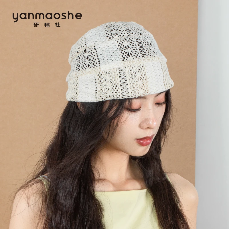 研帽社春夏蕾丝钩花编织帽女MX054透气时尚优雅别致文艺帽子