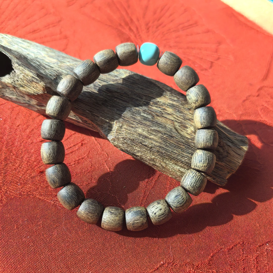 沉香【沉水-树心油】奇楠沉香沉水直纹鼓珠手串XK121209