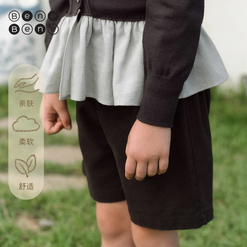 BeneBene25春夏新款女短裤柔软百搭休闲裤高腰松紧带整洁口袋裤子
