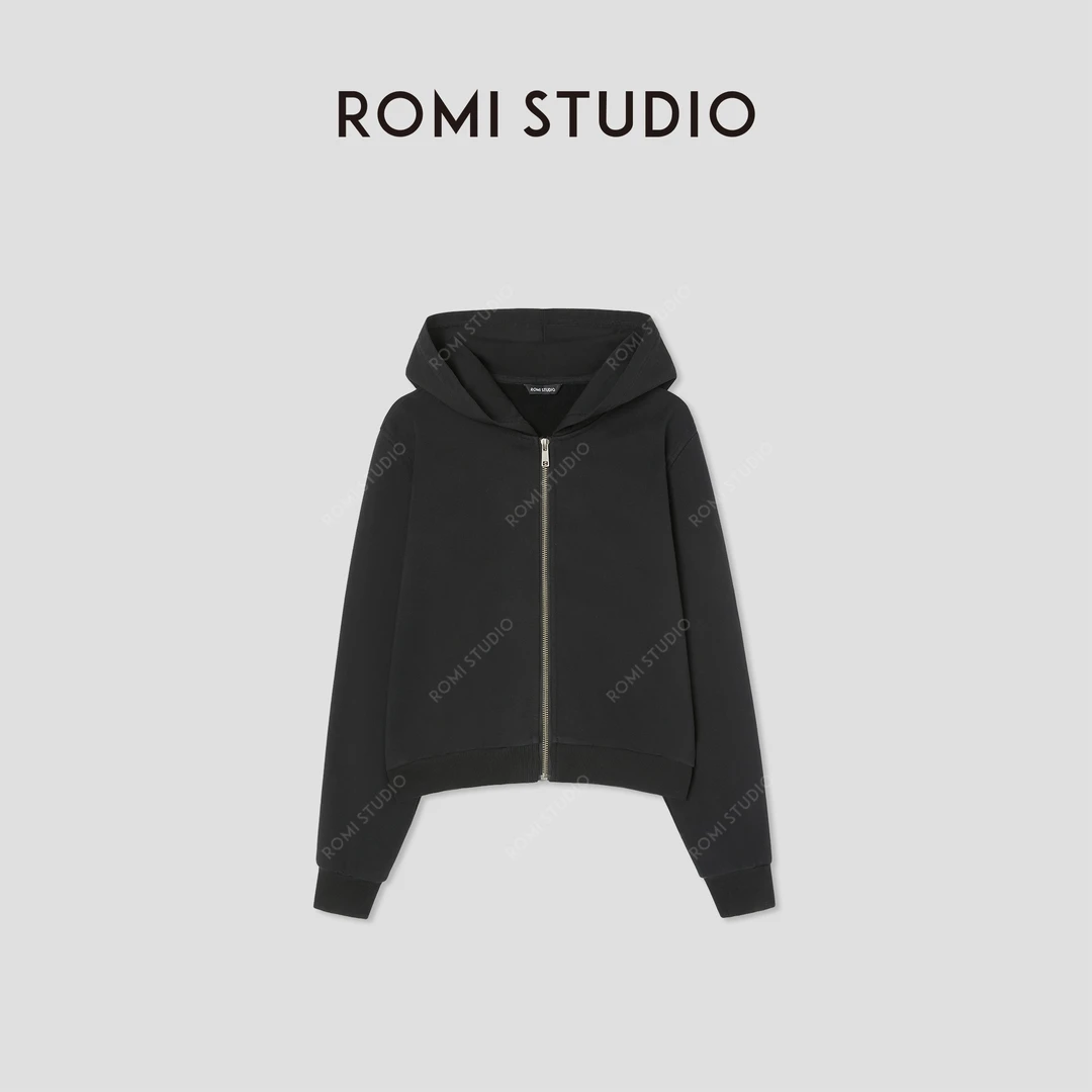 ROMI STUDIO“松弛随性”高支棉软糯加绒短款连帽卫衣 RW24WSG0988