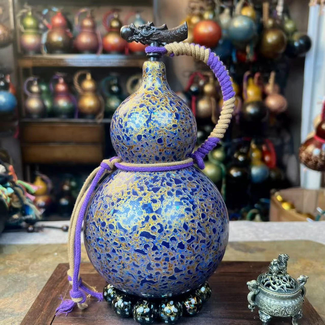 【蓝金逸彩葫芦】大漆葫芦一物一拍记葫堂出品